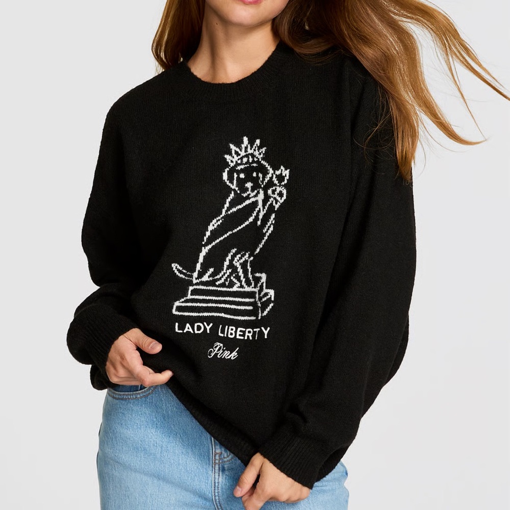 PINK Victoria's Secret Black Lady Liberty Sweater